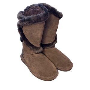 Bearpaw Sheilah Brown Suede Faux Fur Trimmed Winter Boots Women's Size 7 NWOT‎